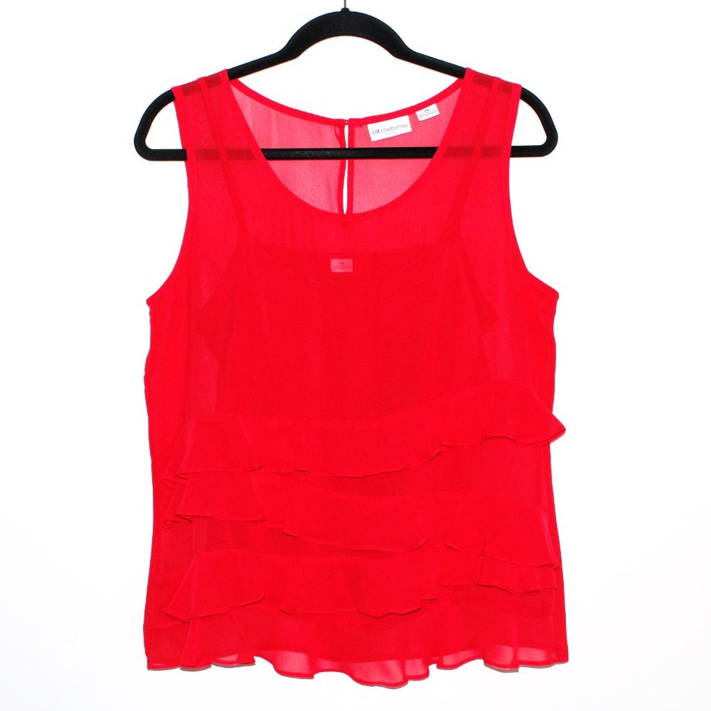 Vintage Y2K Liz Claiborne Ruffled Sheer Blouse and Cami Set